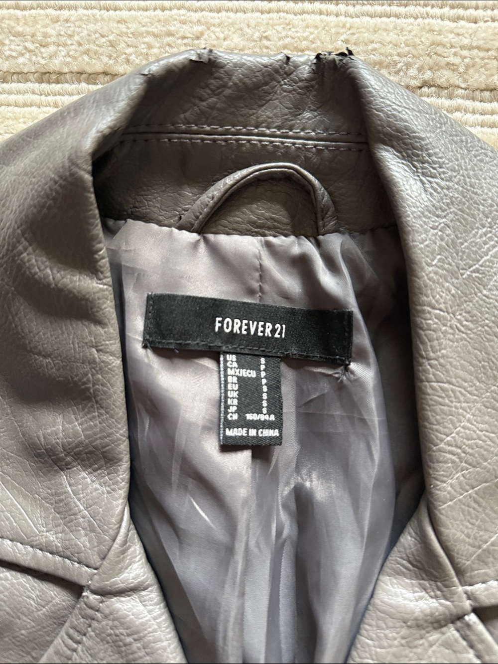 Gray Leather Jacket - Picture 3 of 3